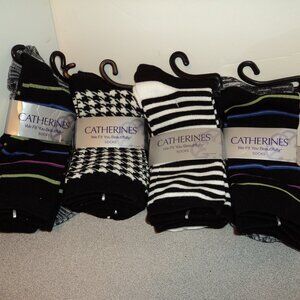 NWT Cathrine's 8 pairs of Socks Size 10 to 13 Black White Patterns